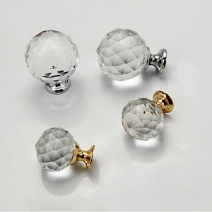 0.8 1 1.2 1.6 Clear Glass Crystal Ball Knobs Wardrobe Cabinet Door Drawer Knobs Dresser Knobs Pulls Hardware D004 image 1