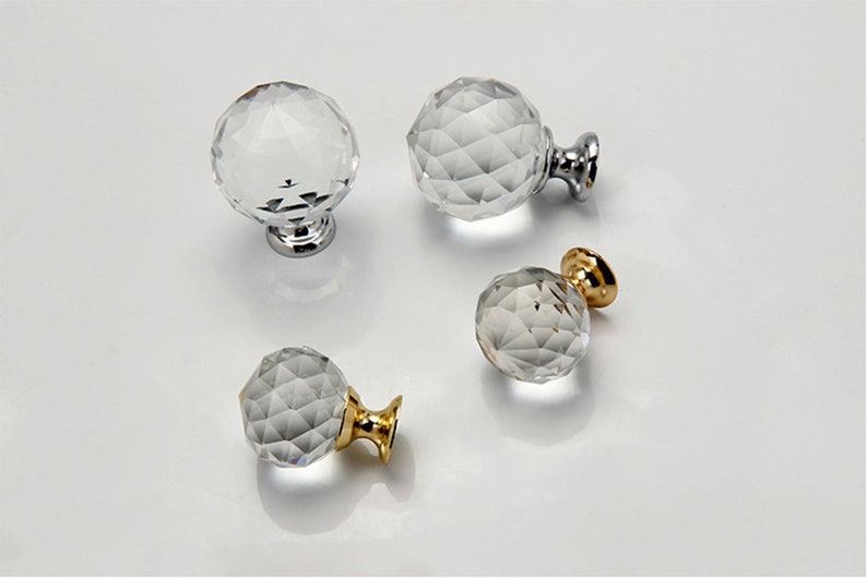 0.8 1 1.2 1.6 Clear Glass Crystal Ball Knobs Wardrobe Cabinet Door Drawer Knobs Dresser Knobs Pulls Hardware D004 image 1