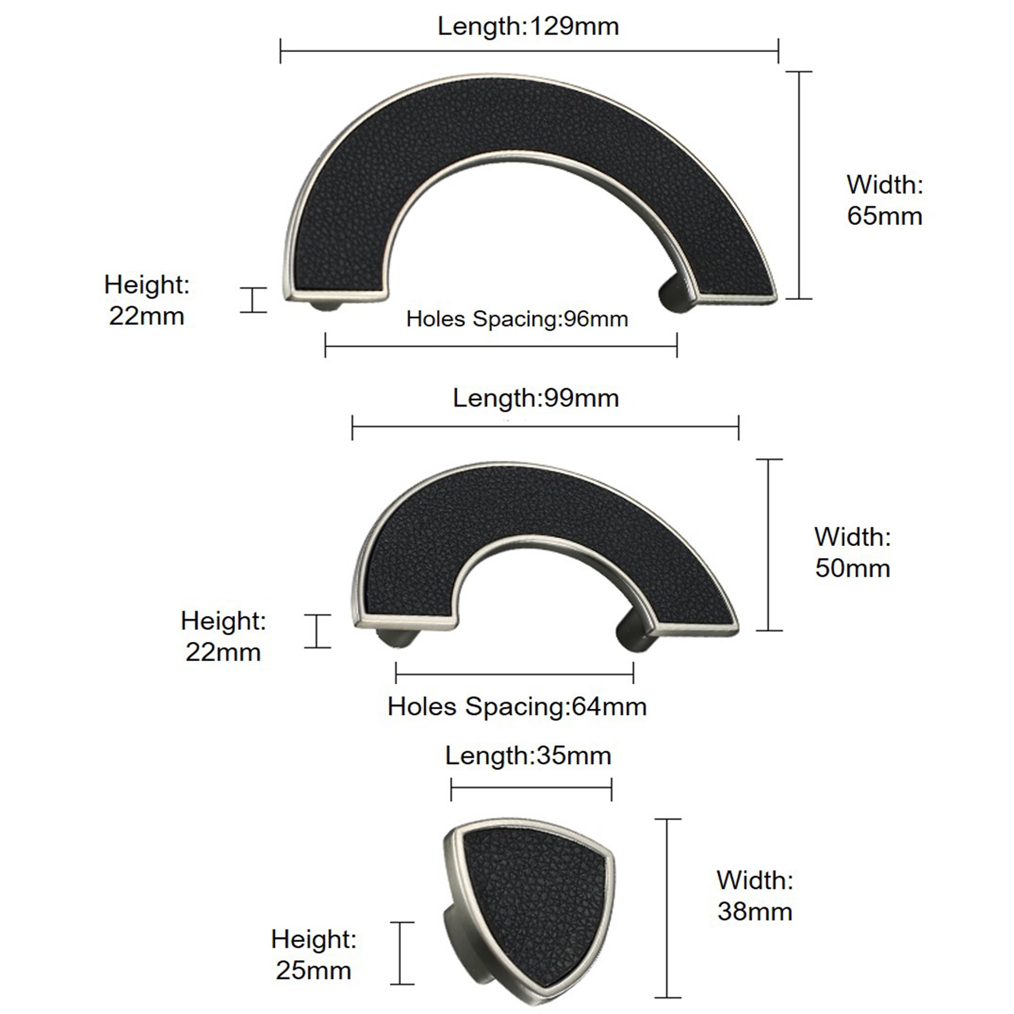 2.5 3.75 Black Leather Pulls Handles Etsy