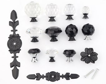 0.8" 1.2" 1.4" 1.5" Black Crystal Knob  Drawer knobs Pulls Cabinet Door Pulls Knobs  Dresser Pulls Knobs Glass Knobs 20 30 35 40mmD093