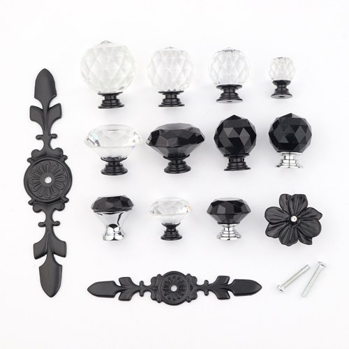0.8 1.2 1.4 1.5 Black Crystal Knob Etsy