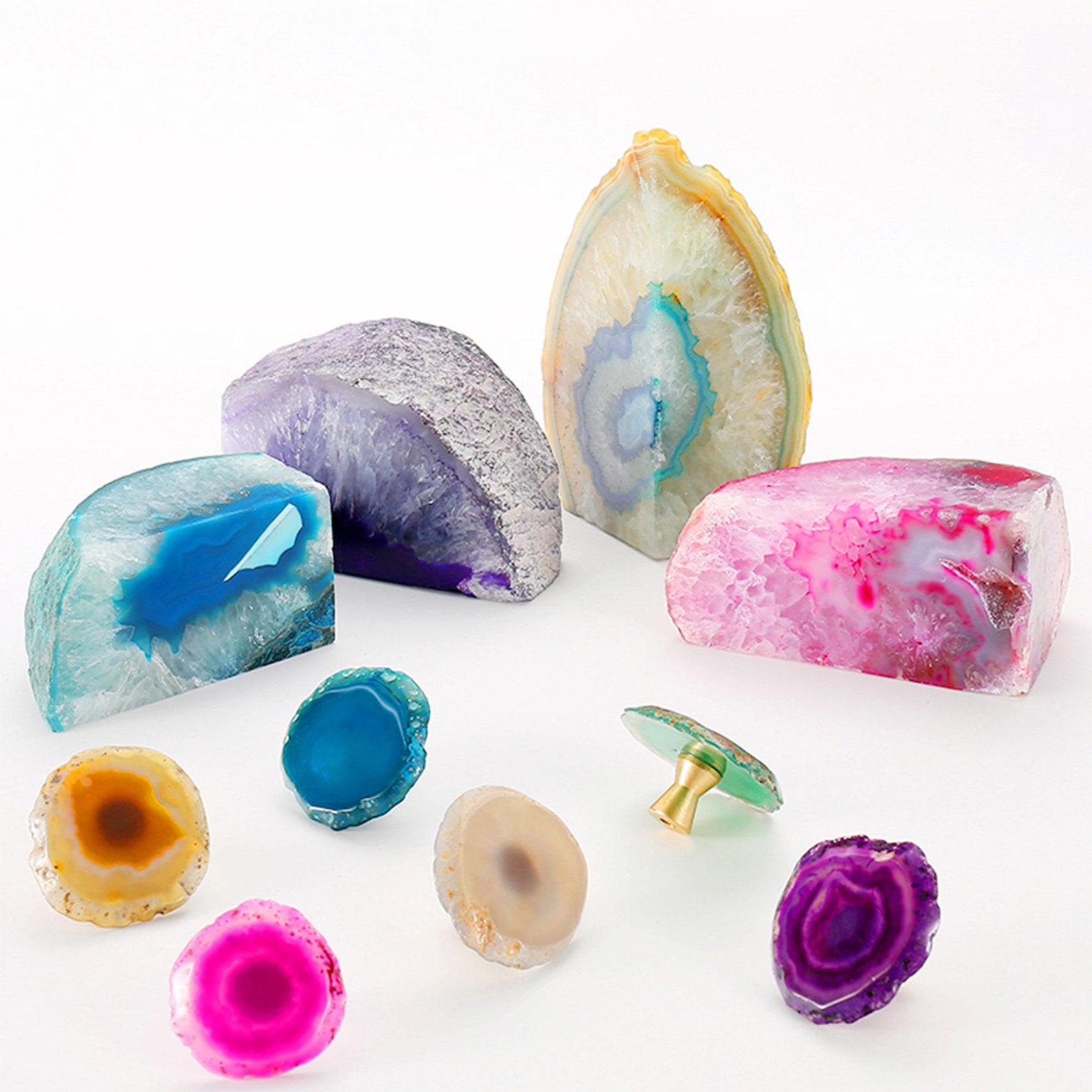 Colorful Natural Agate Knobs Door Pulls Knobs Drawer Etsy