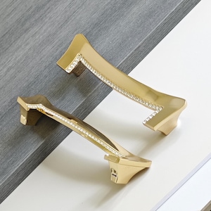 Kristall Inset Möbelgriff: Poliert Gold oder Silber Schubladenknauf d036