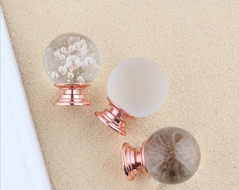 1.2" Rose Gold Glass Ball Drawer Pulls Knobs /Glass Crystal Ball Knobs /Glass Ball Cabinet Knobs Pulls/Glass Cabinet Hardware /30mm F511
