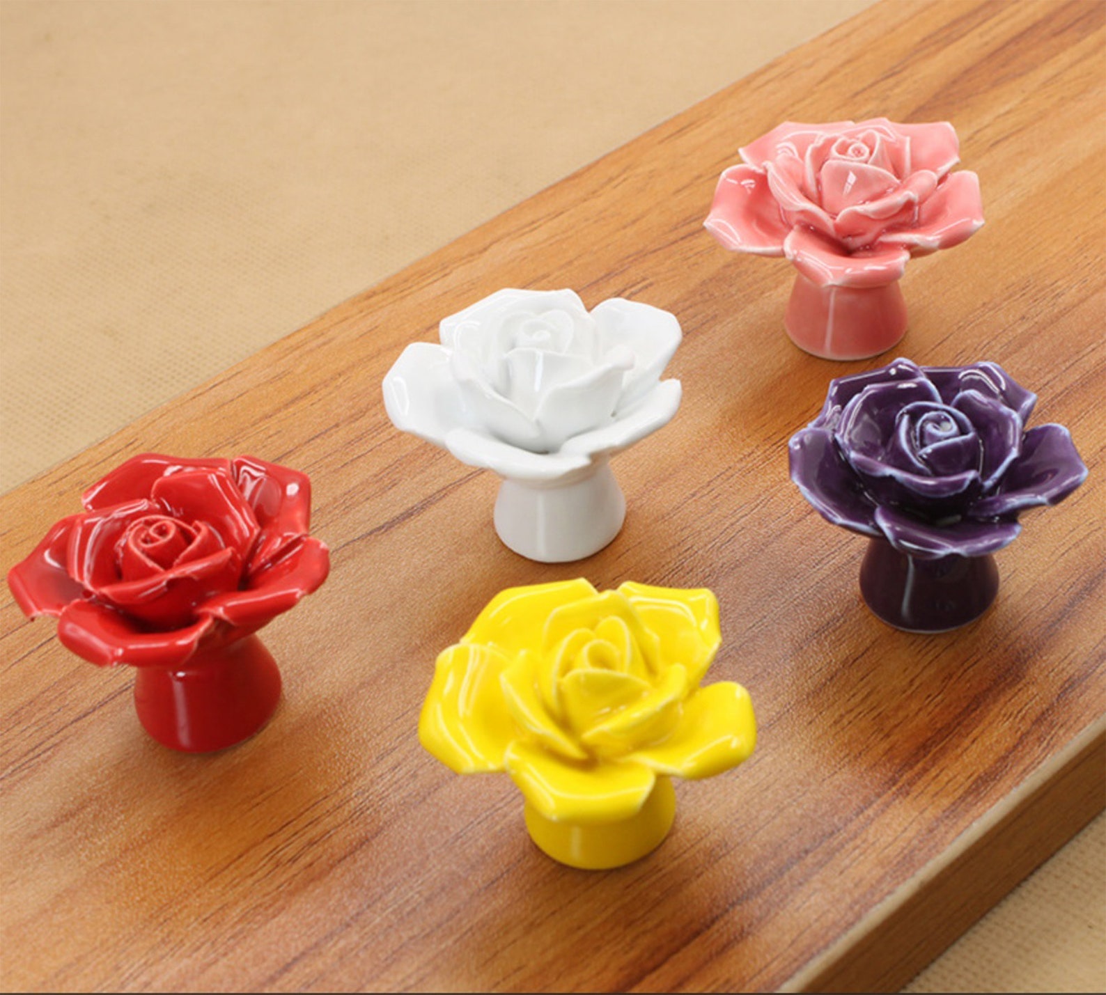 1.6 Vintage Ceramic Colorful Floral Knobs Drawer Knobs Etsy