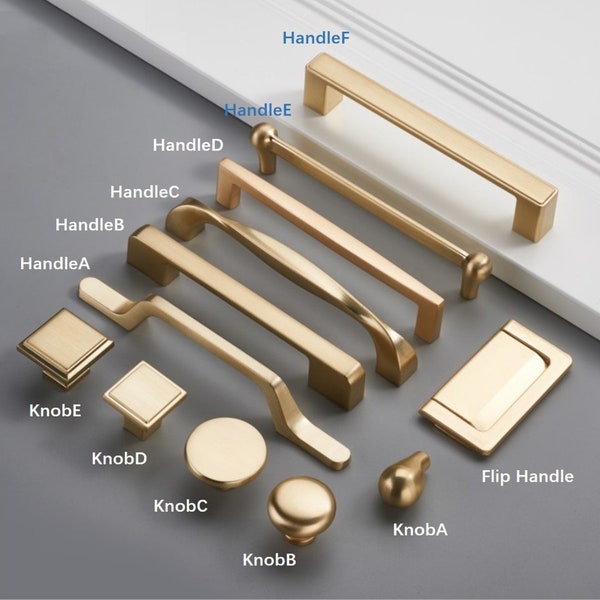 8.8" 12.6" Brushed Gold Simple Cabinet Pulls Handles Knobs Cupboard Drawer Pulls Knobs Kitchen Cabinet Pulls Handles Knobs 224 320mm M445
