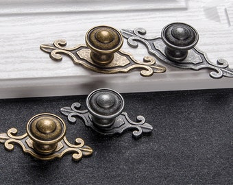 Retro Antique Bronze Iron Cabinet Handles Knob and Plate Pulls Drawer Knobs Knob&Plate Pulls Dresser Handle Pulls Cabinet Hardware  N050