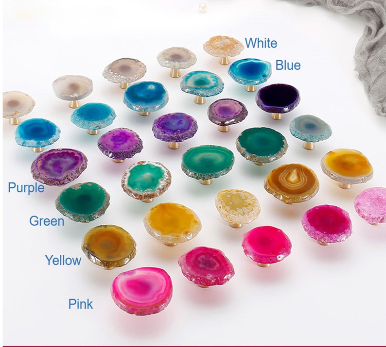Colorful Natural Agate Knobs Door Pulls Knobs Drawer Etsy