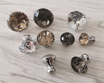 1" 1.2" 1.6" Glass Crystal Ball Knobs Handle Pulls Cabinet Door Drawer Knobs Handle Pulls Black Brown Rhinestone 25 30 40mm D003