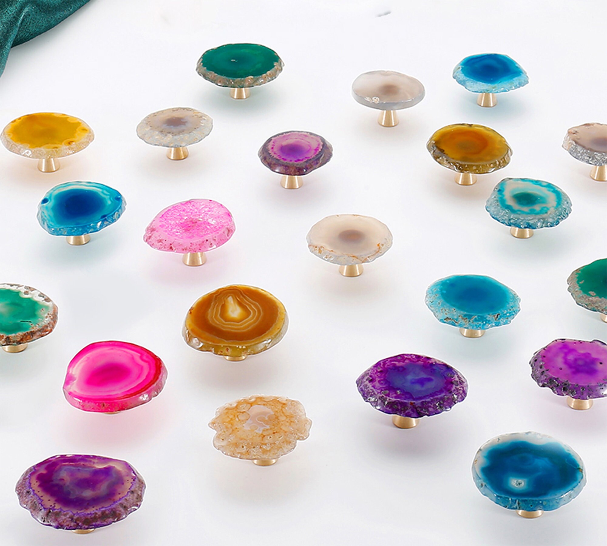 Colorful Natural Agate Knobs Door Pulls Knobs Drawer Etsy
