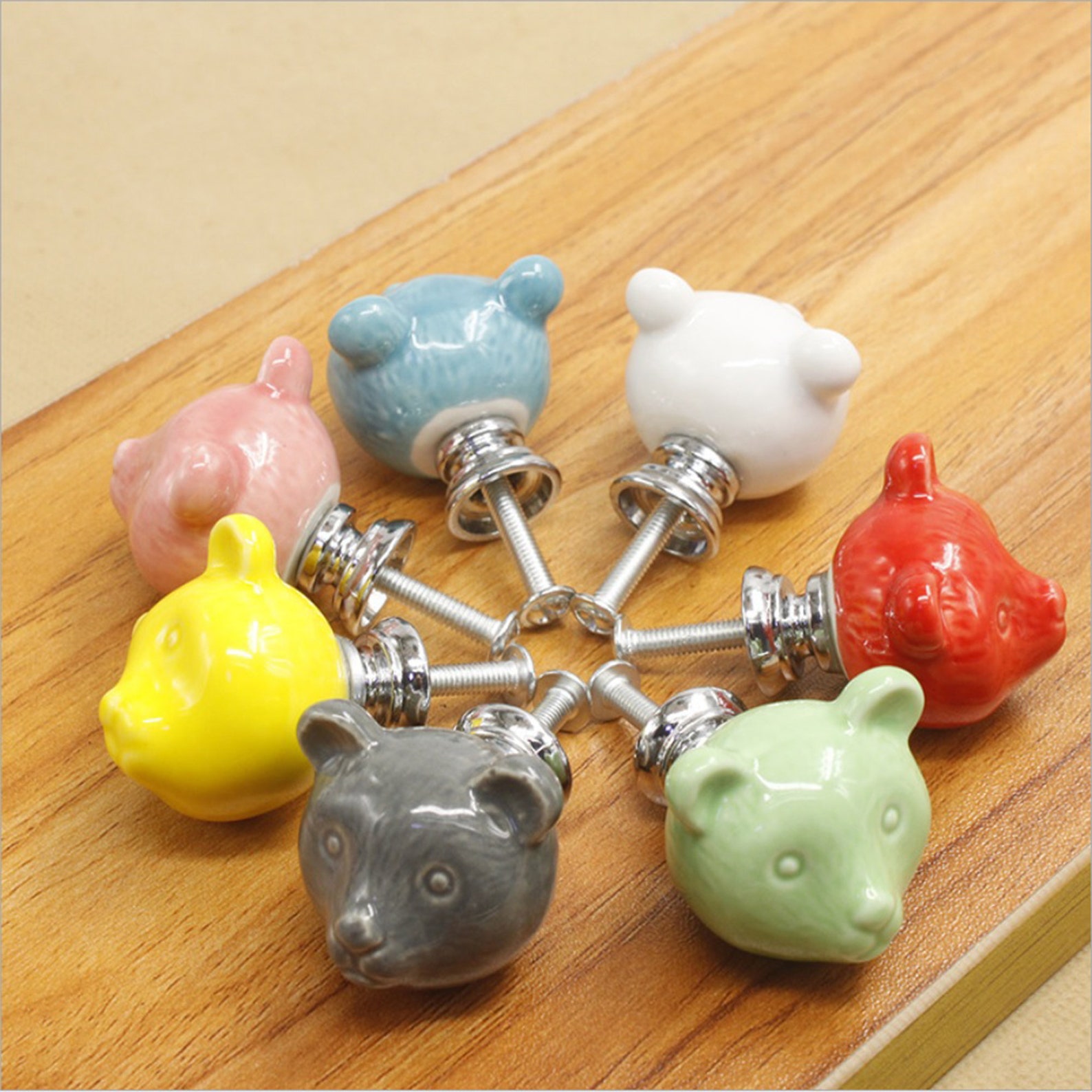 1.5 Colorful Ceramic Animal Drawer Knob Kids Room Drawer Etsy