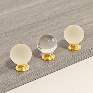 Klare Kristallkugel Schubladenknauf: Poliertes Gold (1,2 Zoll, 30 mm) D009