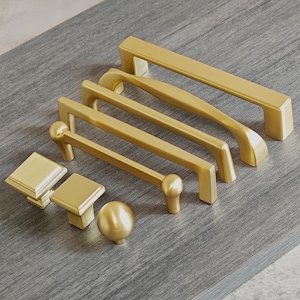 Brushed Gold Cabinet Pull - Modern Zinc Alloy Drawer Handle