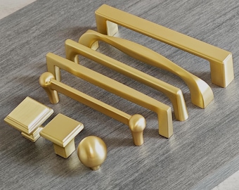 Brushed Gold Cabinet Pull - Modern Zinc Alloy Drawer Handle