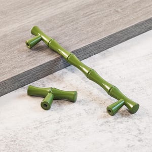 Tirador moderno de bambú para gabinete: aleación de cobre, plata y zinc verde - 9,5 cm/12,7 cm