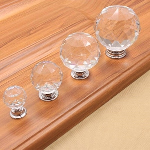 0.8 1 1.2 1.6 Clear Glass Crystal Ball Knobs Wardrobe Cabinet Door Drawer Knobs Dresser Knobs Pulls Hardware D004 image 2