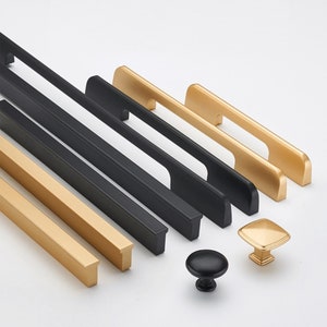 3.75" 5" 6.3" 10" 12.6" 17.3" Gold Black Wardrobe Cabinet Pulls Handles Cupboard Drawer Pulls Handles Dresser Pulls Cabinet Hardware M809