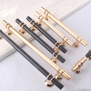 3.75" 5" 6.3" 7.56" Gold Black Cupboard Cabinet Handles Pulls Drawer Knobs Handles Pulls Dresser Handle Pulls Hardware 96 128 160 192mm M130