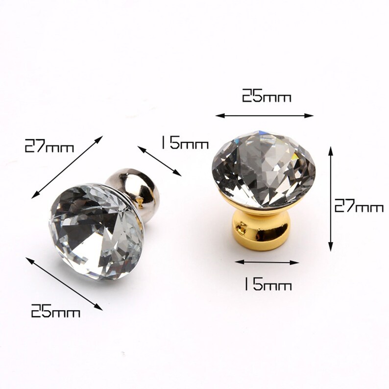 1 Clear Crystal Diamond Door Pulls Knobs Drawer Etsy