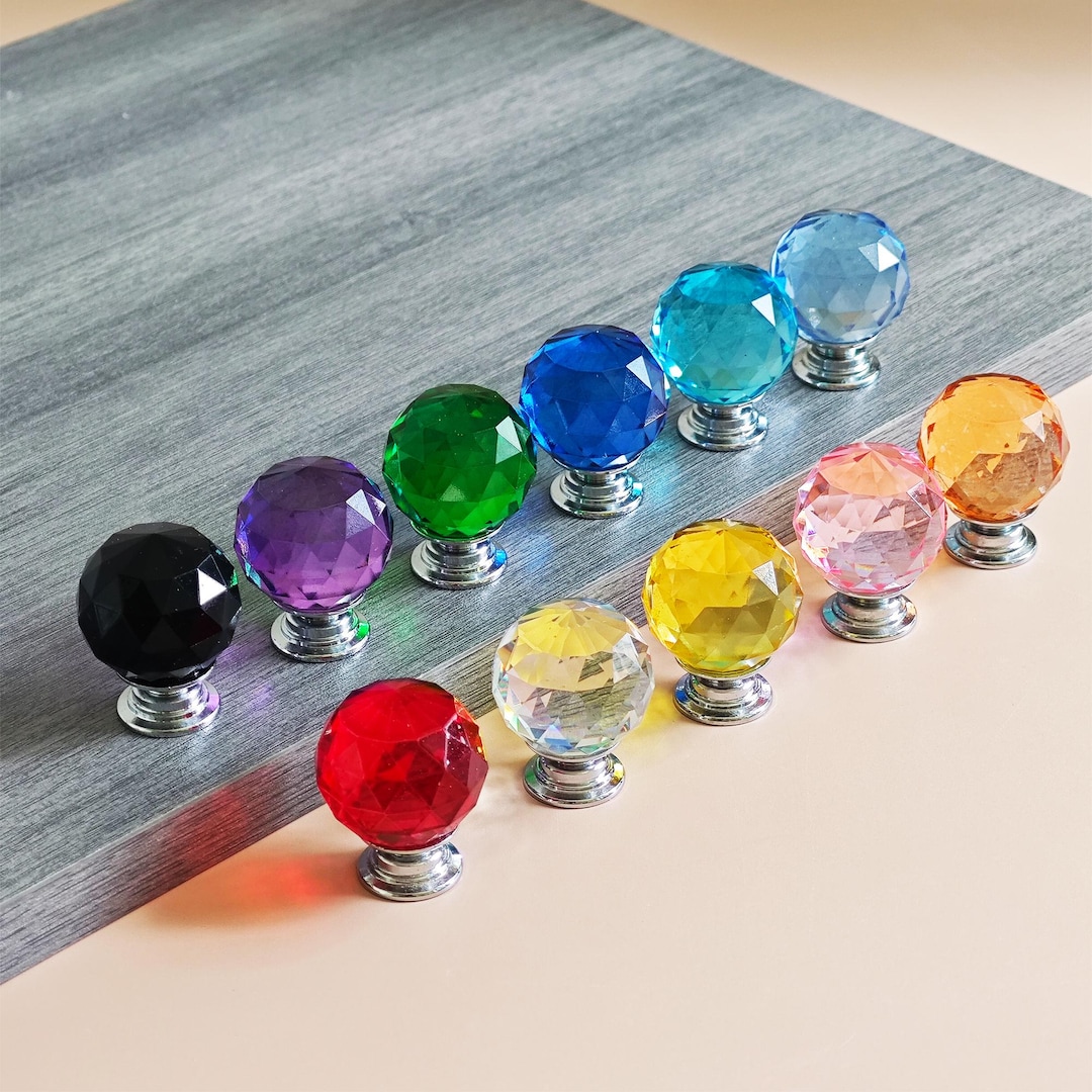 Colorful Glass Crystal Ball Drawer Knob: 30mm Cabinet Hardware - Etsy