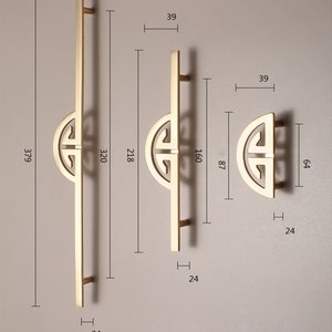 2.5" 6.3" 12.6"  Chinese Style Wardrobe Cabinet Pull Handle Gold Vintage Cupboard Drawer Pulls Handle Closet Pull Gold Cabinet hardware M601