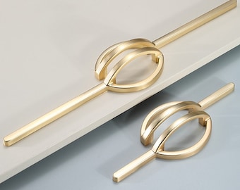 3.75" 7.56" Gold Wardrobe Cabinet Pulls Handles Modern Simple Cupboard Drawer Pulls Handles Closet Pulls Gold Cabinet Hardware 96 192mm M622