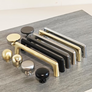 Zinc Alloy Cabinet Knob or Handle: Gold, Silver, Gray - Modern Hardware