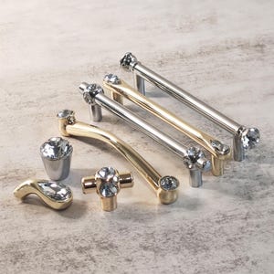 Chrome Crystal Cabinet Knob or Pull - Modern Drawer Hardware