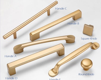 3.75" 5" 6.3" 7.56" 10" 12.6" Matte Gold Cabinet Handles Cabinet Pulls Handles Dresser Pulls Handles Drawer Pulls Cabinet Hardware 55mm F415