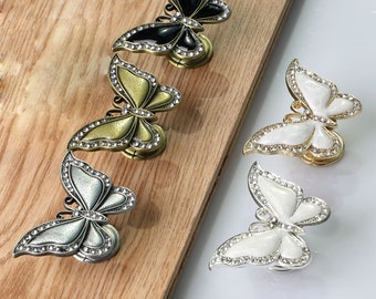High Grade Butterfly Diamond Studded Crystal Cabinet Door Pulls Knobs  Drawer Knobs Pulls Dresser Pulls Knobs Hardware   D021
