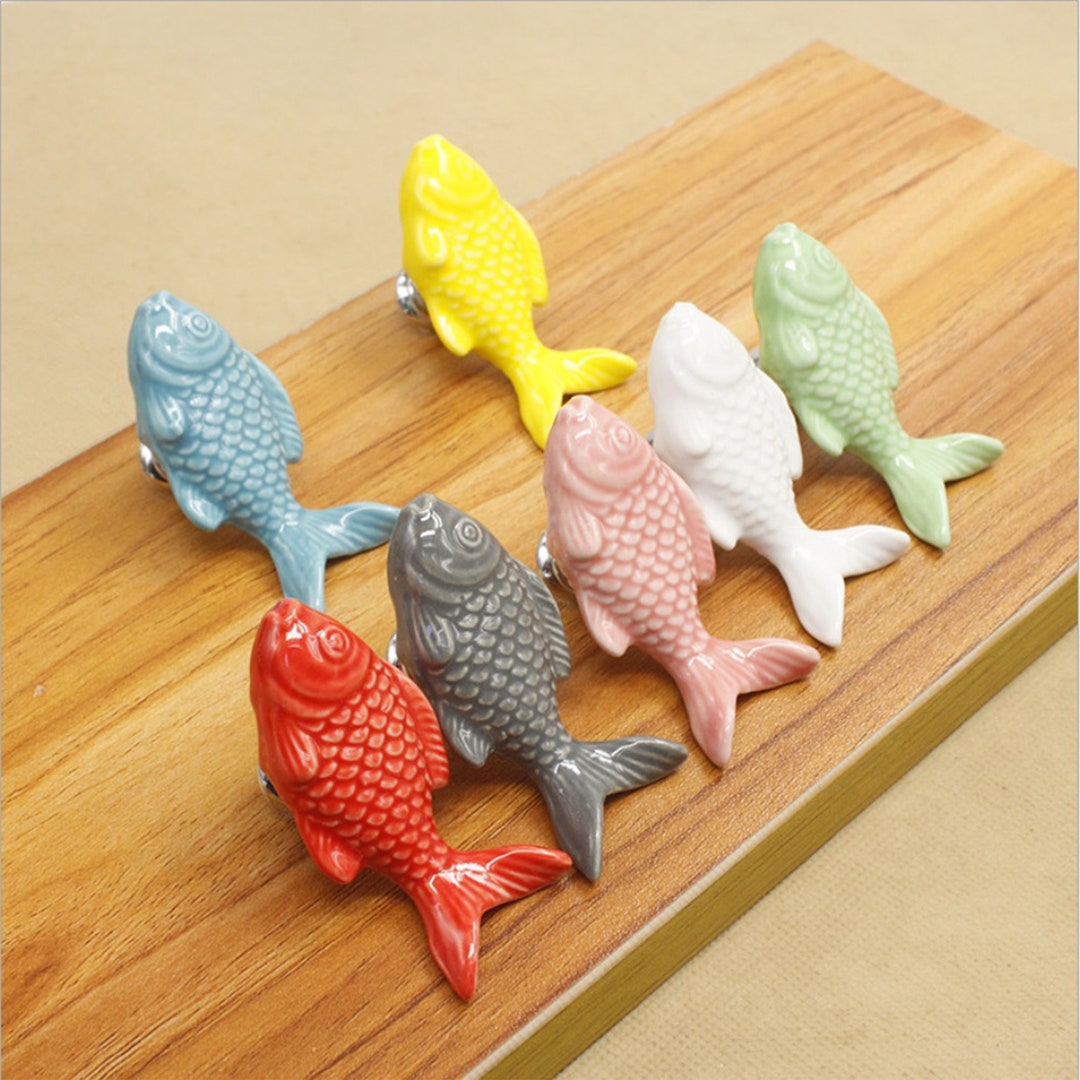 2.48 Colorful Ceramic Fish Drawer Knob Kids Room Drawer Etsy