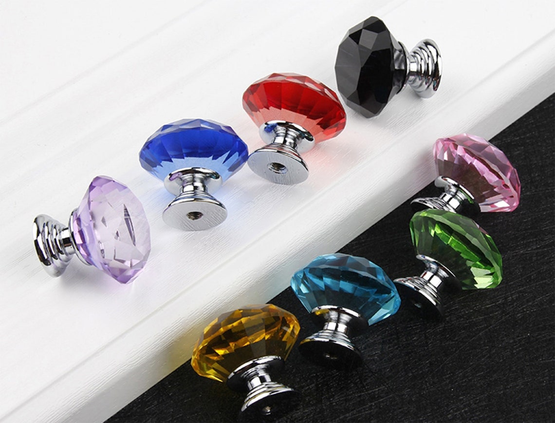 1.2 Colorful Acrylic Crystal Knobs Door Pulls Etsy