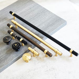 Massiver Messing Schrankknauf: Modern Brushed Gold, Braun, Schwarz - Mehrere Größen