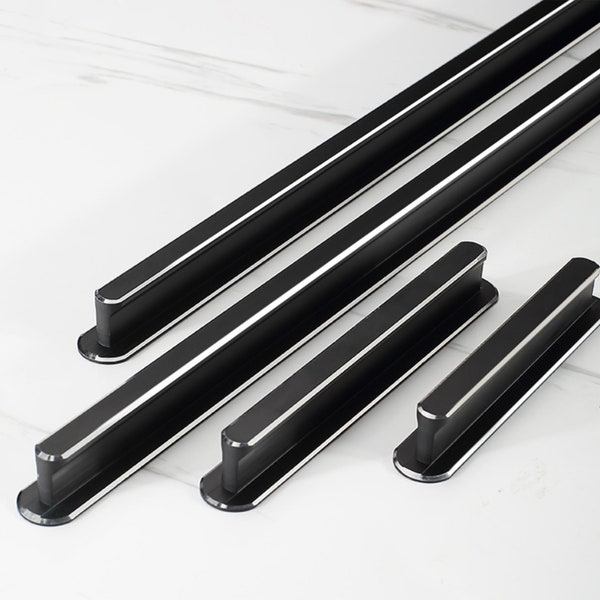 3.75" 5" 6.3" 10" Black Aluminium Wardrobe Cabinet Handles Modern Cupboard Drawer Pulls Handles furniture Cabinet Cabinet hardware M600