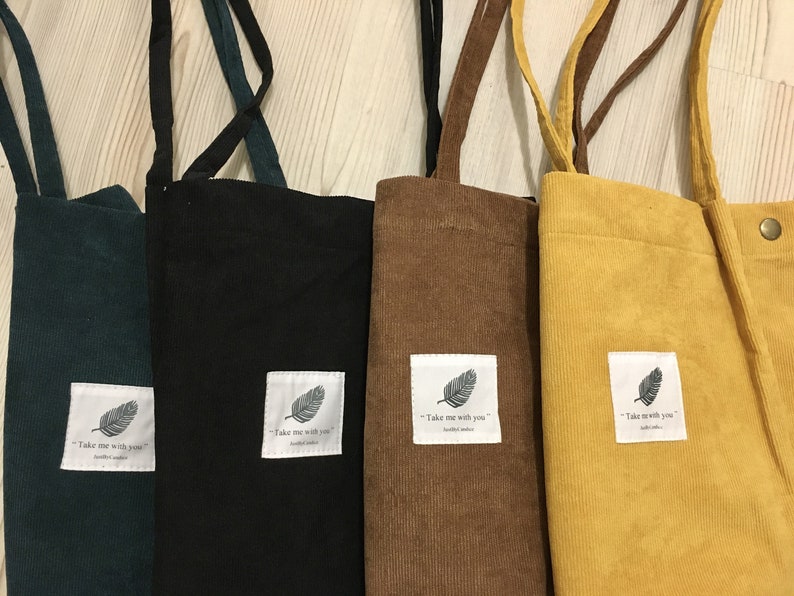 Green Stylish Corduroy Canvas Tote Bag - Fashionable and Retro Shoulder Bag main image 0