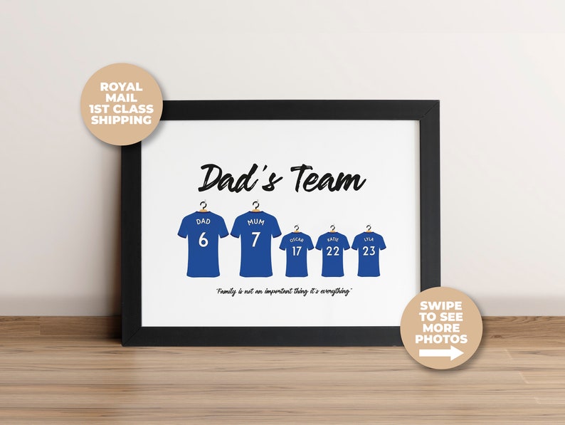 Personalised Birmingham City Family Football Shirt Print, Best Gift for