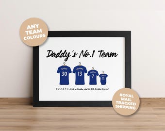 Personalised Everton Family Print, Dad Grandad Gift, Custom Football Poster