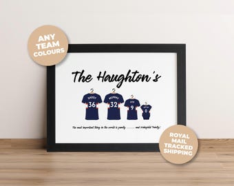 Personalised Wakefield Trinity Family Print, Dad Grandad Gift, Custom Rugby Wall Art