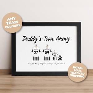 Personalised Newcastle United Football Family Shirt Print, Dream Team Wall Art, Fathers Day First Grandad Gift image 1