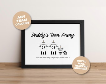 Personalised Newcastle United Family Print, Dad Grandad Gift, Custom Football Wall Art