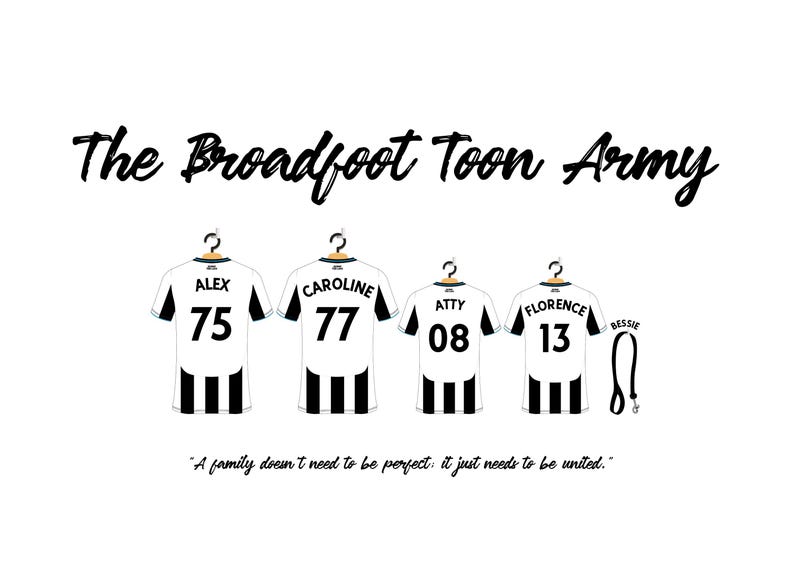 Personalised Newcastle United Football Family Shirt Print, Dream Team Wall Art, Fathers Day First Grandad Gift image 7