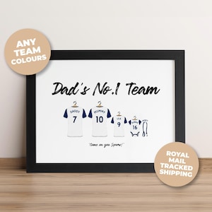 Personalised Tottenham FC Football Shirt Print, Spurs Family Team Wall Art
