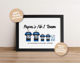 Personalised Bath Rugby Family Print, Dad Grandad Gift, Custom Wall Art