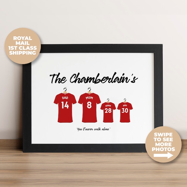 Custom Football Print | Personalised Liverpool FC Football Shirt Print | Family Print | Premier League | LFC | Birthdays | Fathers Day 23/24