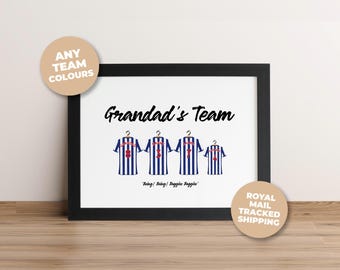 Personalised West Brom Family Print, Dad Grandad Gift, Custom Football Wall Art