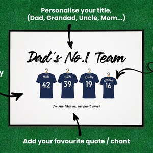 Personalised Millwall FC Football Shirt Print, Soccer Team Family Poster Wall Art immagine 2