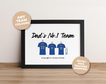 Personalised Birmingham City Family Print, Dad Grandad Gift, Custom Football Print