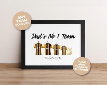 Personalised Hull City Football Shirt Print, Family Soccer Team Wall Art