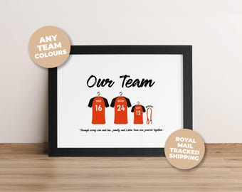 Personalised Luton Town Family Print, Dad Grandad Gift, Custom Football Wall Art