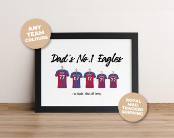 Personalised Crystal Palace Family Print, Dad Grandad Gift, Custom Football Wall Art